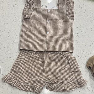 LAST ONE Wild Rose Tan Checkered Kids Set